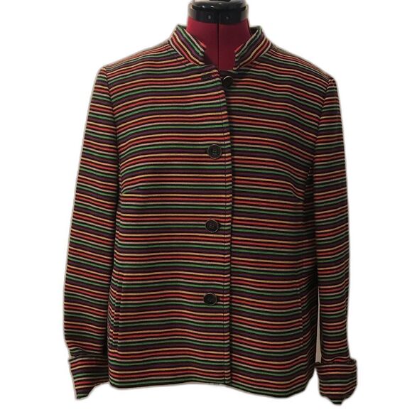 Talbots Blazer Women’s Size 14 Multi-Colored Striped Cotton Long Sleeve - Picture 5 of 12